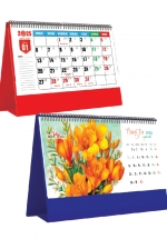 Lịch Để Bàn Ngang 2025 (25 x 12 cm) - Hoa Nghệ Thuật - NSKV270A (Chọn Đế Đỏ, Xanh Theo Yêu Cầu) 