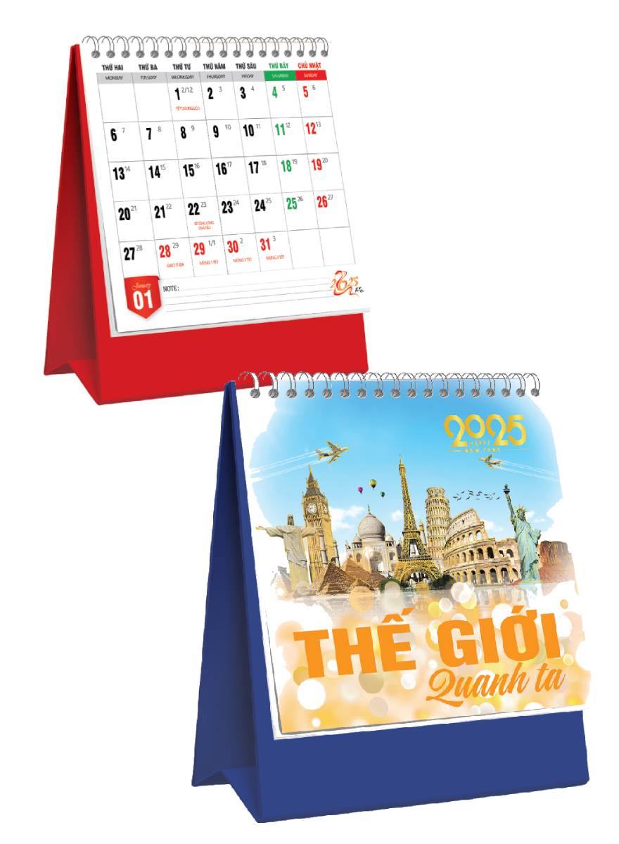 Lịch Để Bàn Đứng 2025 (17 X 19 Cm) - Thế Giới Quanh Ta - Nskv264 (Chọn Đế Đỏ, Xanh Theo Yêu Cầu)
