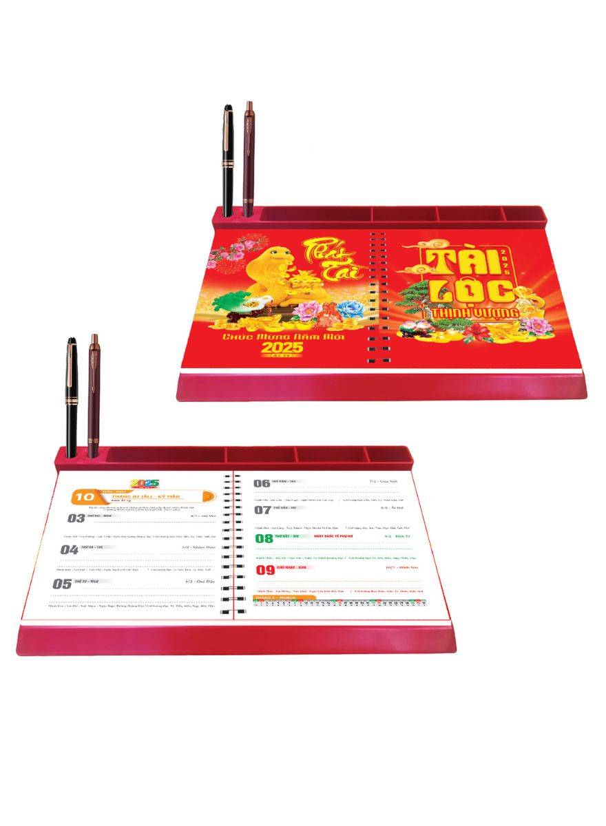 Lịch Để Bàn 53 Tuần Đế Nhựa Lò Xo Giữa 2025 (17 x 28 cm) - NSKV256