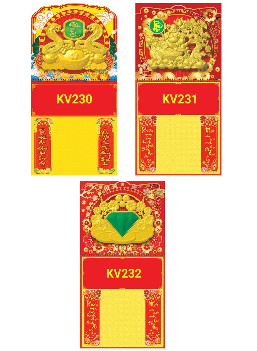 3 Mẫu Bìa Lịch 2025 Lò Xo Dán Nổi (30 X 60 Cm) - Nskv230 - Nskv232 