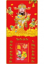 Lịch Gỗ Treo Tường Laminate Tráng Gương 2025 (40 x 80 cm) Bọc Viền Cao Cấp - Thần Tài Gõ Cửa (NS12)