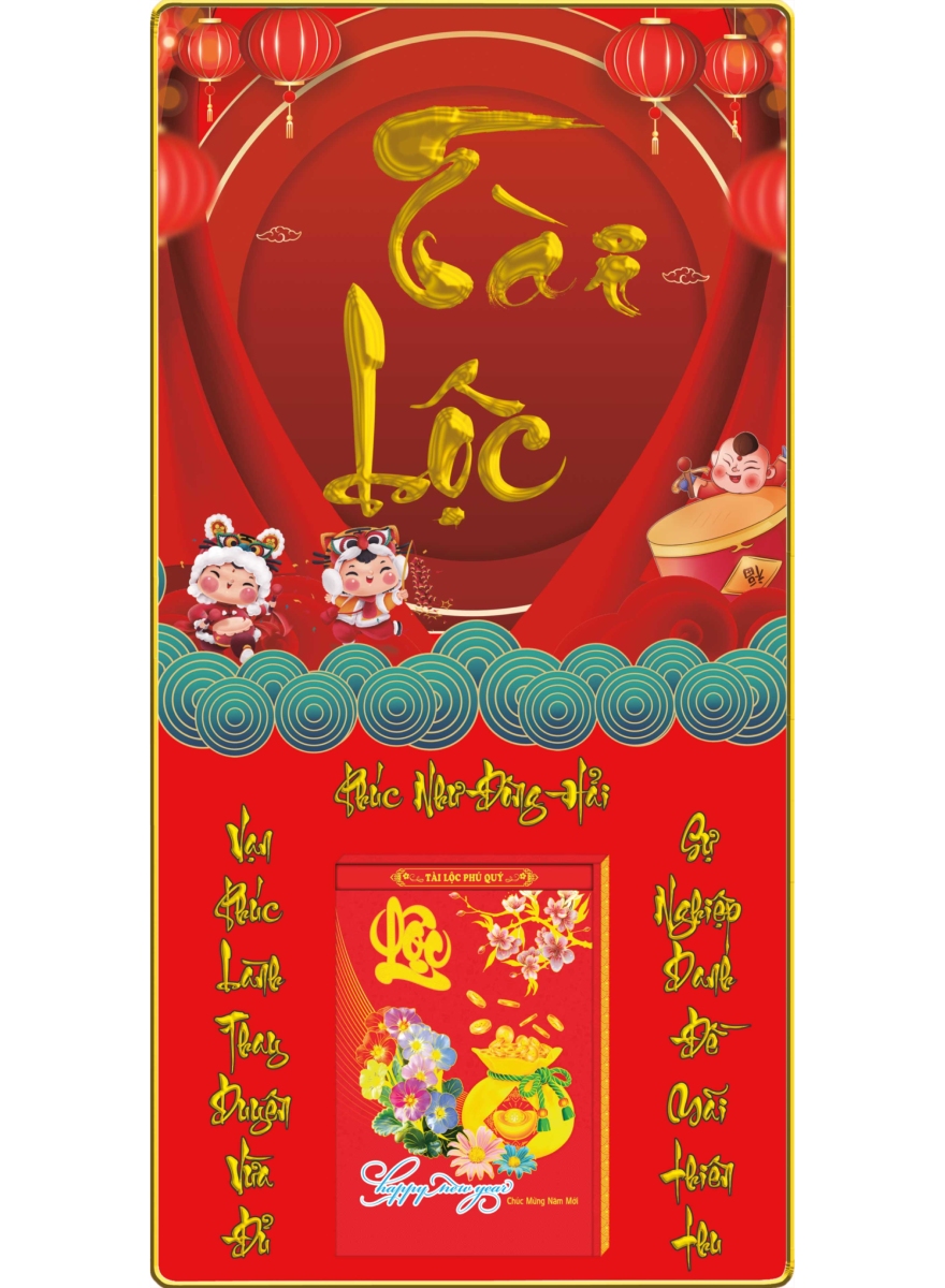 Lịch Gỗ Treo Tường Laminate Tráng Gương 2025 (40 x 80 cm) Bọc Viền Cao Cấp - Tài Lộc (NS11)