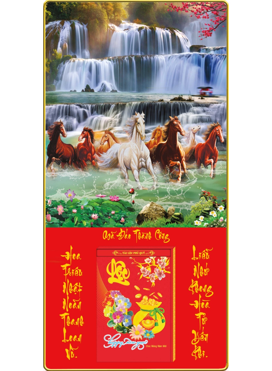 Lịch Gỗ Treo Tường Laminate Tráng Gương 2025 (40 x 80 cm) Bọc Viền Cao Cấp - Mã Đáo Thành Công (NS08)