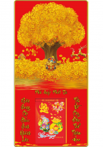 Lịch Gỗ Treo Tường Laminate Tráng Gương 2025 (40 x 80 cm) Bọc Viền Cao Cấp - Kim Tiền (NS06)