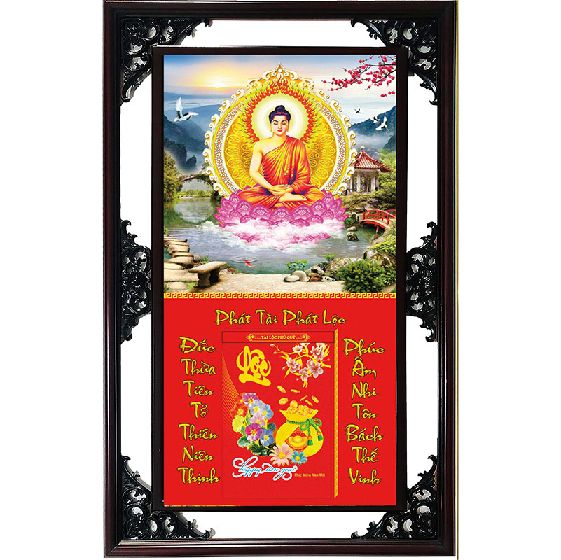 Lịch Gỗ Cao Cấp 2025 Phát Tài - Phát Lộc Khung Đôi (52 X 82 Cm) - Ns10