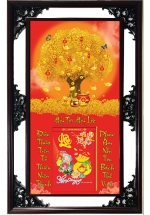 Lịch Gỗ Cao Cấp 2025 Cây Kim Tiền Khung Đôi (52 x 82 cm) - NS08
