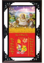 Lịch Gỗ Cao Cấp 2025 Phật Di Lặc Khung Đôi (52 x 82 cm) - NS07