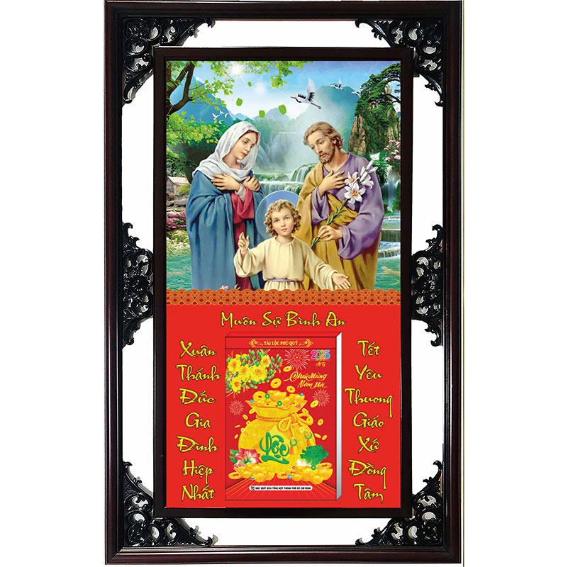Lịch Gỗ Cao Cấp 2025 Công Giáo Khung Đôi (52 X 82 Cm) - Ns06
