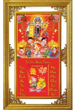 Lịch Gỗ Cao Cấp 2025 Khung Đôi Vàng (56 x 88 cm) - Thần Tài - NS12