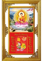 Lịch Gỗ Cao Cấp 2025 Khung Đôi Vàng (56 x 88 cm) - Phật Thích Ca Mâu Ni - NS10 