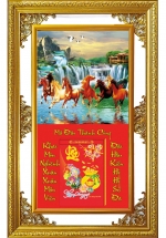 Lịch Gỗ Cao Cấp 2025 Khung Đôi Vàng (56 x 88 cm) - Mã Đáo Thành Công - NS09