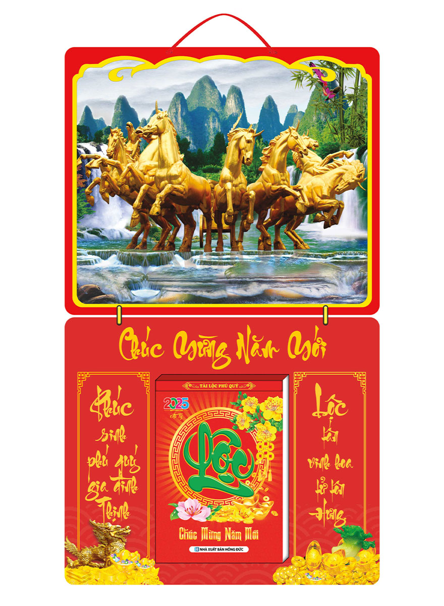Bìa Lịch Treo Tường Laminate Tráng Gương 2025 (40 x 68 cm) - Mã Đáo Thành Công - NS10