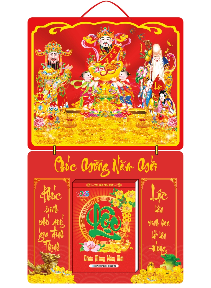 Bìa Lịch Treo Tường Laminate Tráng Gương 2025 (40 X 68 Cm) - Phúc Lộc Thọ - Ns01