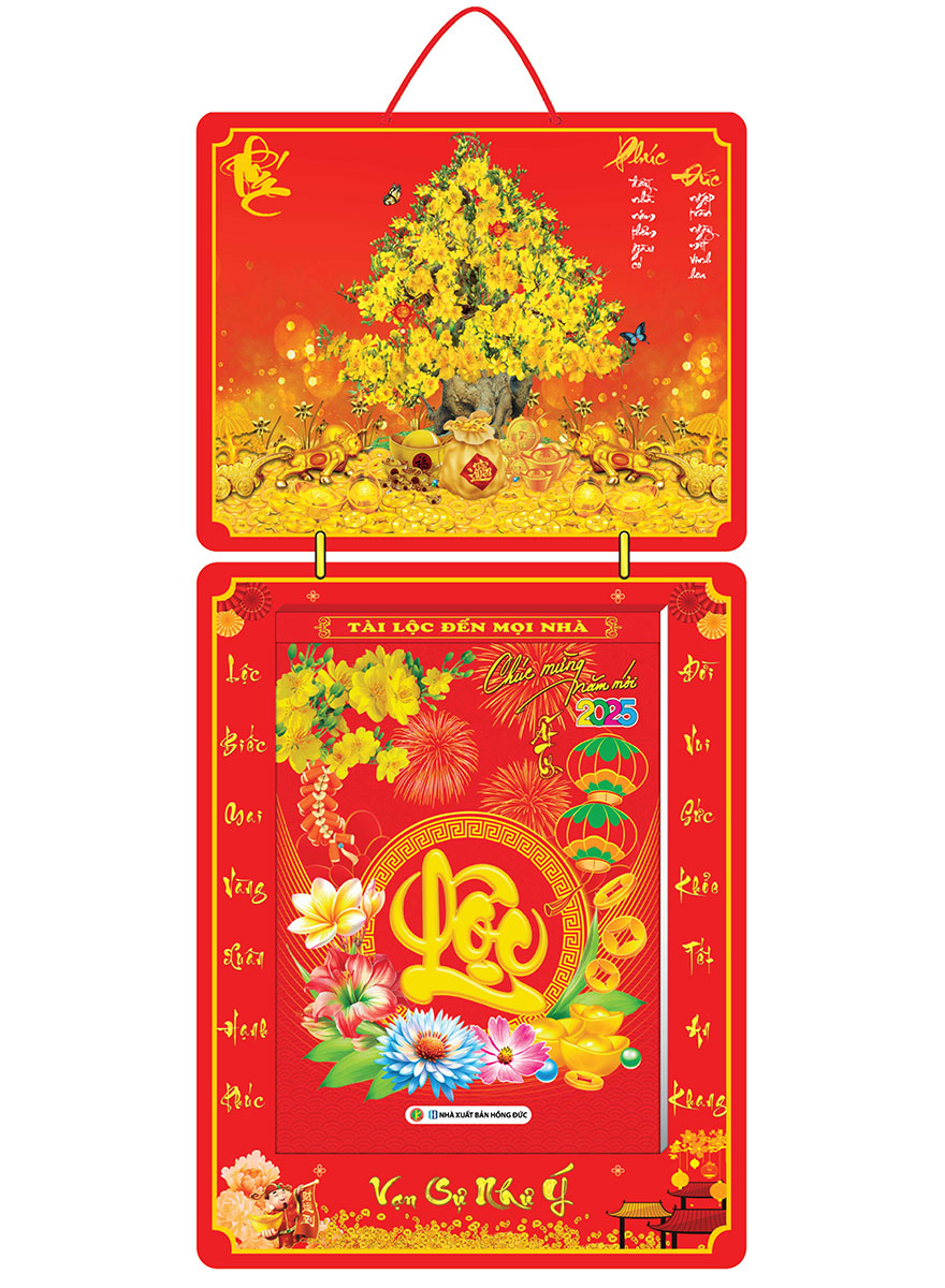 Lịch Bloc 2025 (25 X 35 Cm) Siêu Đại - Cây Mai Trọn Bộ Đầu Treo Laminate 
