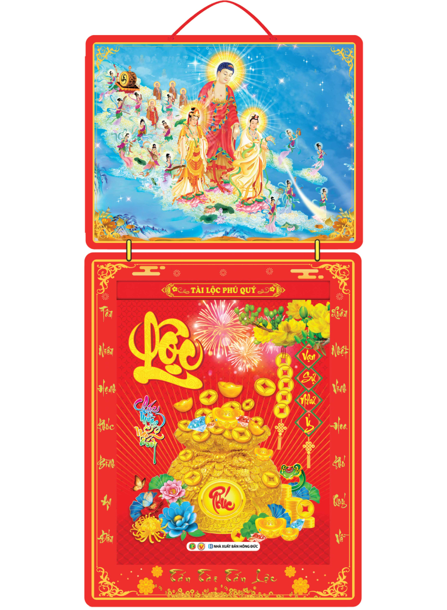 Lịch Bloc 2025 (30 X 40 Cm) Siêu Đại - Phật Ta Bà Tam Thánh Trọn Bộ Đầu Treo Laminate