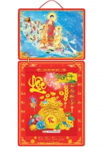 Lịch Bloc 2025 (30 x 40 cm) Siêu Đại - Phật Ta Bà Tam Thánh Trọn Bộ Đầu Treo Laminate