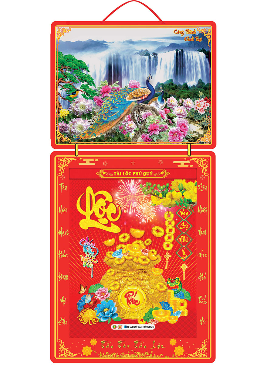 Lịch Bloc 2025 (30 x 40 cm) Siêu Đại - Chim Công Trọn Bộ Đầu Treo Laminate