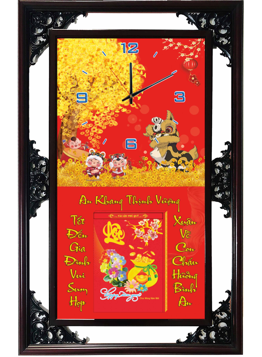 Lịch Gỗ Tết 2025 Phù Điêu Đồng Hồ - Cây Kim Tiền (52 X 82 Cm) - Nsdh02