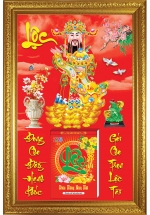 Lịch Gỗ Cao Cấp 2025 Khung Đơn Vàng (48 x 73 cm) - Tài Lộc Đầy Nhà