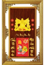 19 Mẫu Lịch Gỗ Cao Cấp 2025 Khung Đôi Vàng Dán Chữ Nổi (56 x 88 cm) - Chúc Mừng Năm Mới 02