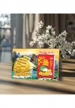 Lịch Để Bàn Ngang 2025 (20 x 30 cm) Viền Vàng Tráng Gương - Thuận Buồm Xuôi Gió - Gắn Bloc 10.5 x 14.5 cm