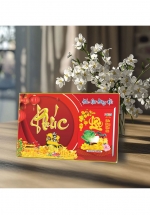 Lịch Để Bàn Ngang 2025 (20 x 30 cm) Viền Vàng Tráng Gương - Phúc Như Đông Hải - Gắn Bloc 10.5 x 14.5 cm