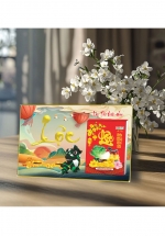 Lịch Để Bàn Ngang 2025 (20 x 30 cm) Viền Vàng Tráng Gương - Lộc Tấn Vinh Hoa - Gắn Bloc 10.5 x 14.5 cm