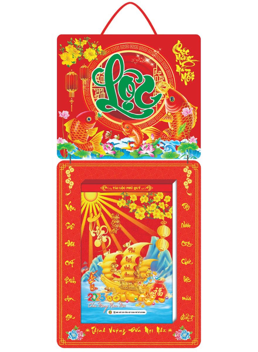 Lịch Bloc 2025 (20 x 30 cm) Siêu Đại - Lộc Tấn Vinh Hoa Trọn Bộ Đầu Treo Laminate