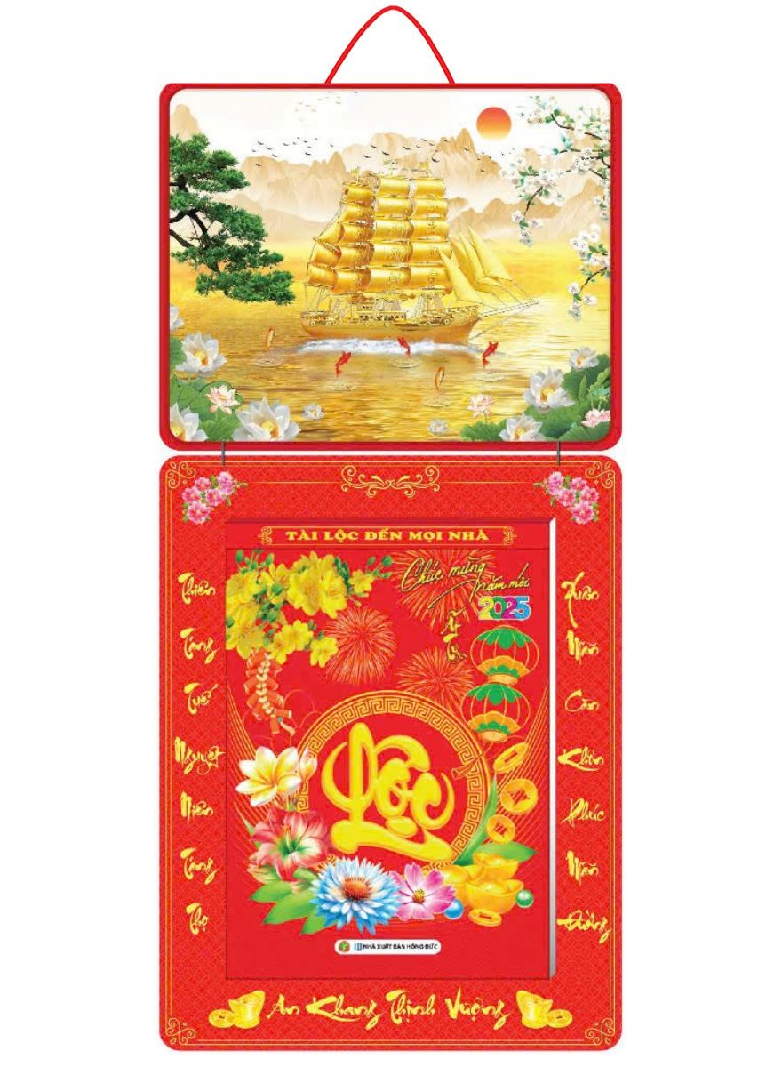 Lịch Bloc 2025 (25 x 35 cm) Siêu Đại - Thuận Buồm Xuôi Gió 02 Trọn Bộ Đầu Treo Laminate