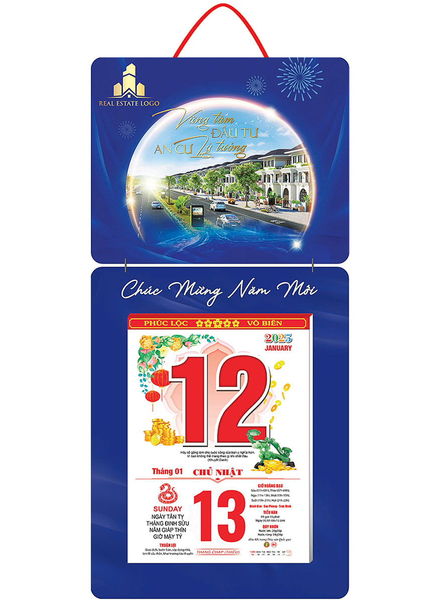 Lịch Bloc In Độc Quyền 2025 - Dành Cho Công Ty Bất Động Sản - Kích Thước 14.5X20.5 Cm, 17X25 Cm, 20X30 Cm, 25X35 Cm, 30X40 Cm (Thiết Kế Theo Yêu Cầu)