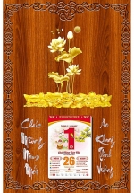 Lịch Hoa Sen Vàng - Lịch Treo Tường Laminate Tráng Gương 2025 (40 x 60 cm)