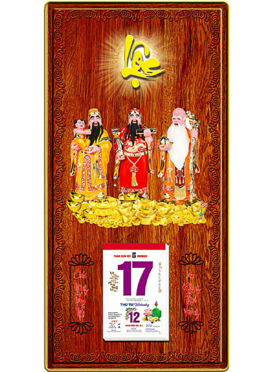 Lịch Gỗ Treo Tường Laminate Tráng Gương 2025 (40 X 80 Cm) Bọc Viền Cao Cấp - Phúc Lộc Thọ (Ns01) 