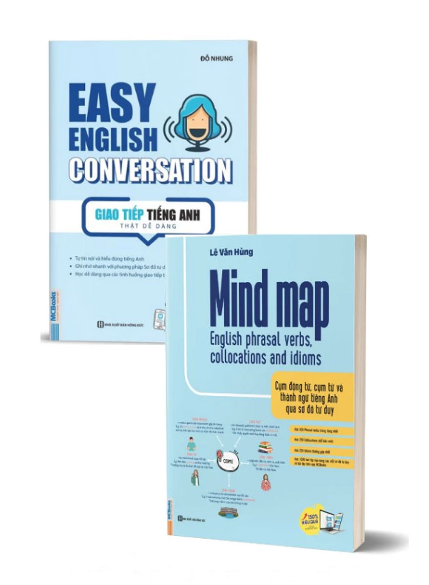 Combo Easy English Conversation – Giao Tiếp Tiếng Anh + Mind Map English Phrasal Verbs, Collocations And Idioms (Bộ 2 Cuốn)