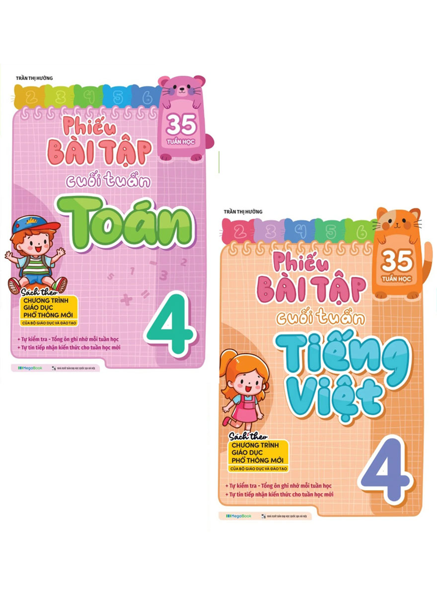 Combo Phiếu Bài Tập Cuối Tuần Toán + Tiếng Việt Lớp 4 (35 Tuần Học) (Bộ 2 Cuốn)