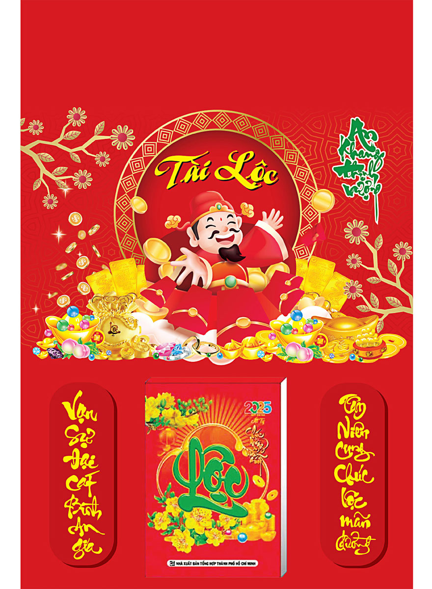 2 Mẫu Tài Lộc - Lịch Treo Tường Laminate Tráng Gương 2025 (40 X 60 Cm)