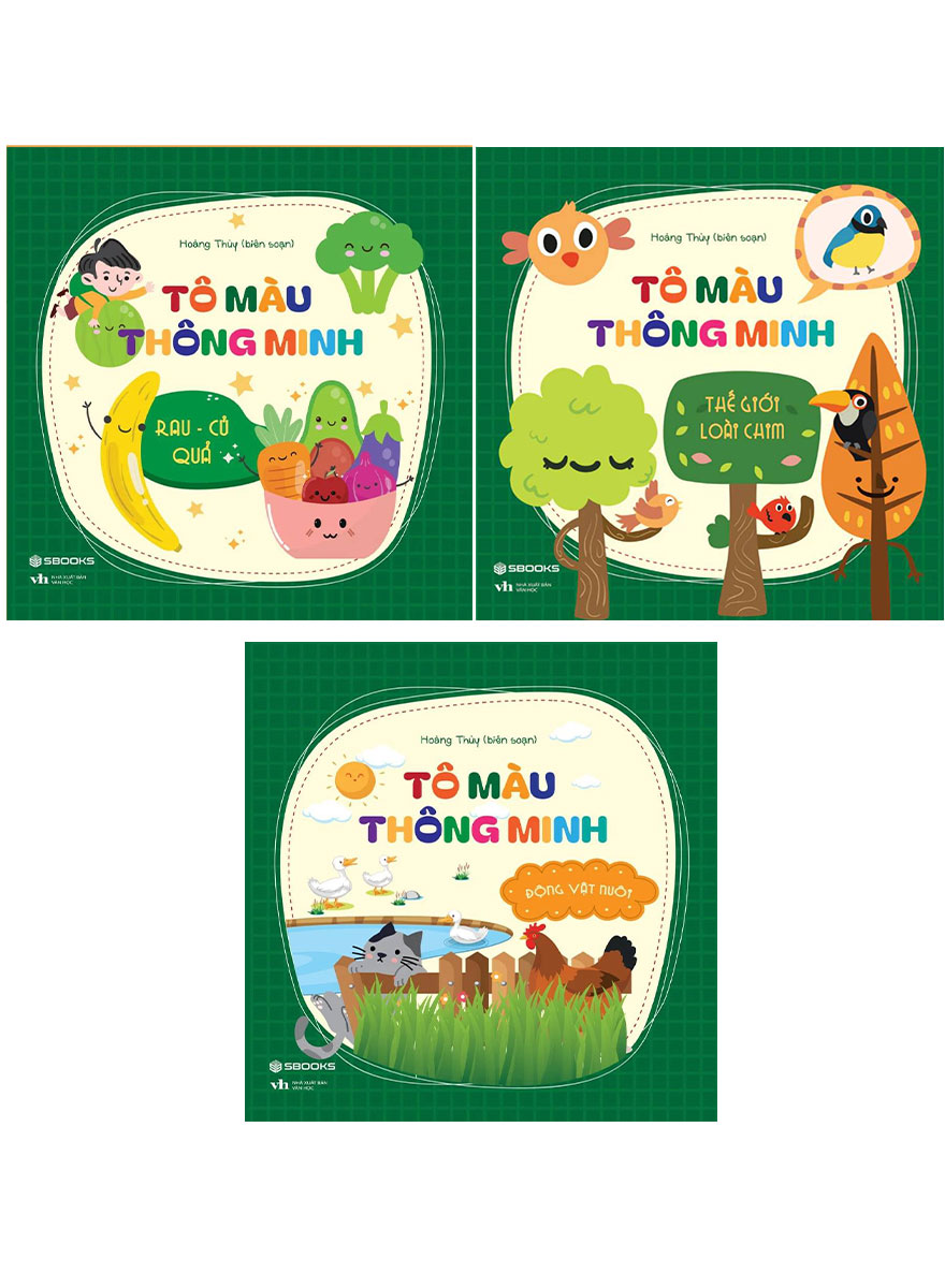 Combo Tô Màu Thông Minh: Rau Củ Quả + Thế Giới Loài Chim + Động Vật Nuôi (Bộ 3 Cuốn) 