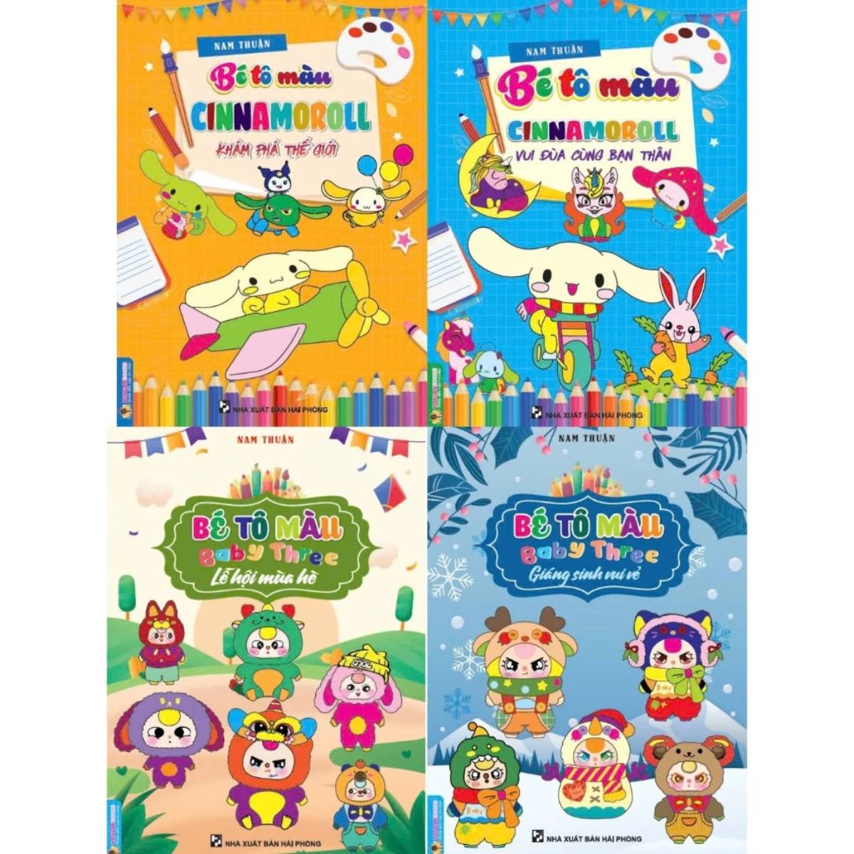 Combo Bé Tô Màu Cinnamoroll + Bé Tô Màu Baby Three (Bộ 4 Cuốn)