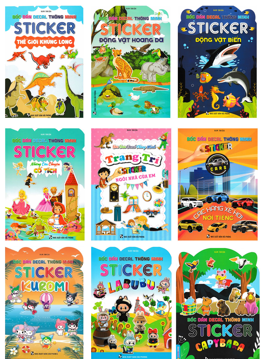 Combo Bóc Dán Decal Thông Minh Sticker (Bộ 9 Cuốn)