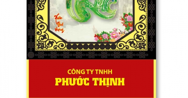 KV61 - Bìa Treo Lịch 2018 Metalize Ép Kim Cao Cấp 7 Màu (35 x 70cm) - Khung đen, Dán Nỗi Chữ Phúc Cẩm Thạch - In Quảng Cáo Logo Theo Yêu Cầu